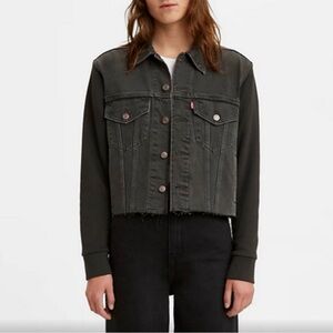 Levi’s Women’s Ex-Boyfriend Hybrid Trucker Charcoal Jean Jacket Size Small NWT